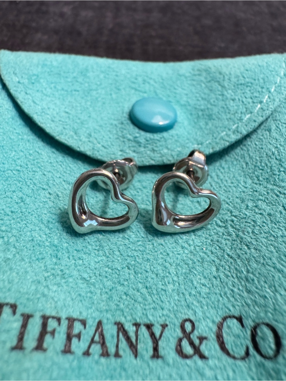 Tiffany Elsa Peretti Open Heart Sterling Silver Earrings